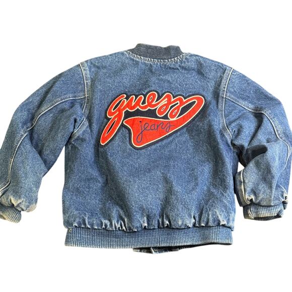 VTG 80's-90's Rare Guess Denim Spell Out Jacket Size Kids XL 6 - 6X/7 flannel - Picture 2 of 16